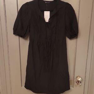 Black Cottage Core Tie Front Dress